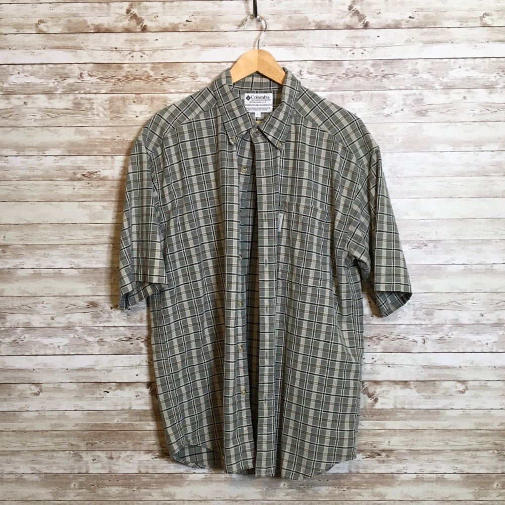 Columbia Green Plaid 1 Pocket Button Down Shirt